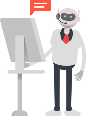 Bilgisayar üzerinde çalışan Operatör Robot Karakteri