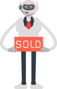 Operatör Robot Karakteri Satılmış Bayrağı Gösteriyor