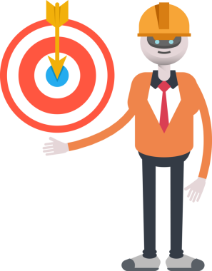 İnsansı Robot Mühendis Karakteri Dart Tutuyor