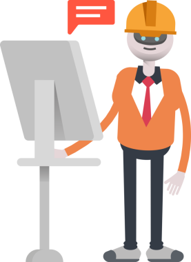 Bilgisayar üzerinde çalışan İnsanımsı Robot Mühendis Karakteri