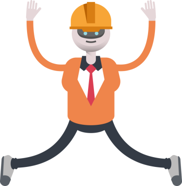 İnsansı Robot Mühendis Karakteri Rahatlıyor ve Sıçrıyor