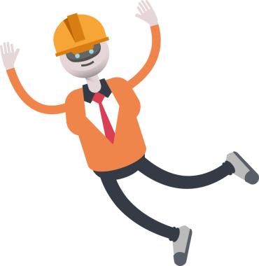 İnsansı Robot Mühendis Karakteri Rahatlıyor ve Sıçrıyor