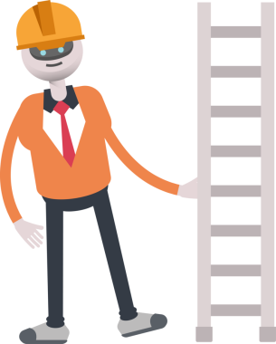 İnsansı Robot Mühendis Karakteri ve Merdiven Çizimi