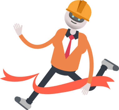 Bitiş çizgisinde çalışan İnsansı Robot Mühendis Karakteri