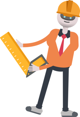 İnsanımsı Robot Mühendis Karakteri Meydan Cetveli Çizimi