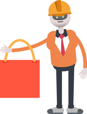 İnsansı Robot Mühendis Karakteri Alışveriş Çantası