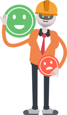 İnsansı Robot Mühendis Karakteri ve Duygu Simgesi