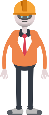 İnsansı Robot Mühendis Karakteri Ayakta Çizim