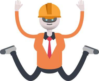 İnsansı Robot Mühendis Karakteri Atlama Çizimi