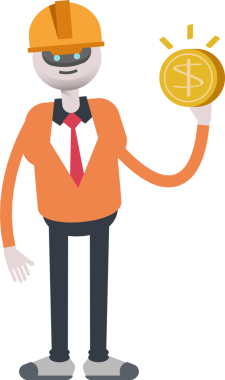 İnsansı Robot Mühendis Karakteri Doları Tutuyor