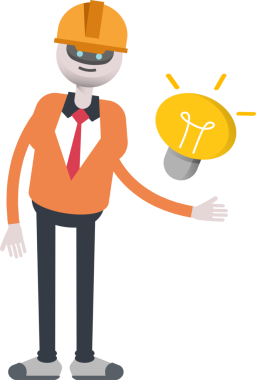 İnsansı Robot Mühendis Karakteri ve Ampul