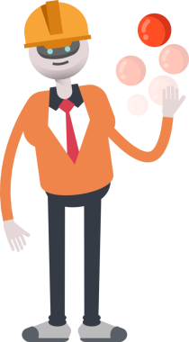 İnsansı Robot Mühendis Karakteri Top Oynuyor