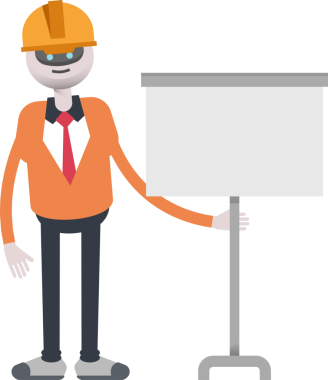 İnsansı Robot Mühendis Karakteri Sunar Whiteboard