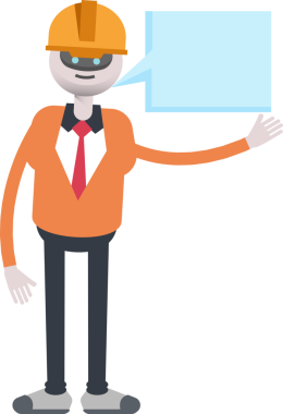 İnsansı Robot Mühendis Karakteri ve Konuşma Baloncuğu