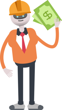 İnsanımsı Robot Mühendis Karakteri Dolar Banknotları Tutuyor