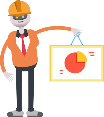 İnsanımsı Robot Mühendis Karakteri Pasta Çizelgesi İmzalama