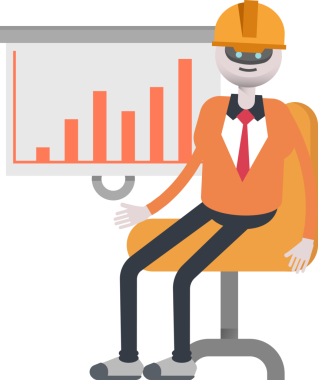 İnsansı Robot Mühendis Karakteri Sunar Çubuk Çizelgesi