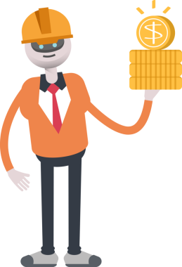 İnsansı Robot Mühendis Karakteri Dolar Tutuyor