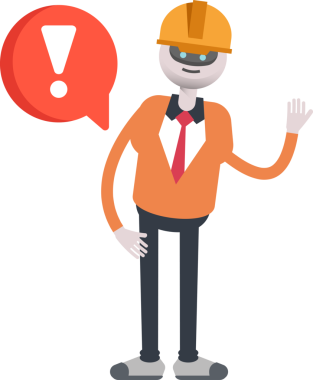 İnsansı Robot Mühendis Karakteri ve Hata İşareti