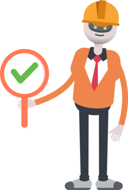 İnsanımsı Robot Mühendis Karakteri Deneme İşareti Gösteriyor