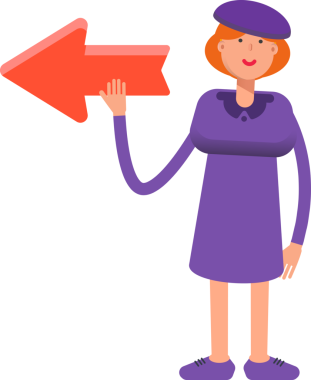 Violet Elbise ve Ok İşaretli Kız