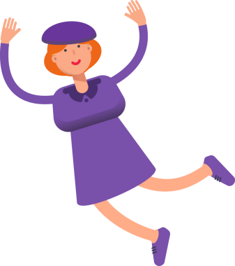 Violet Elbiseli Kız Rahatlıyor ve Zıplıyor