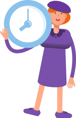 Violet Elbiseli Kız Saat Tutucu