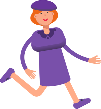 Violet Elbiseli Kız Yürüyor