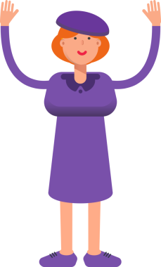 Violet Elbiseli Kız Ellerinizi Kaldırın