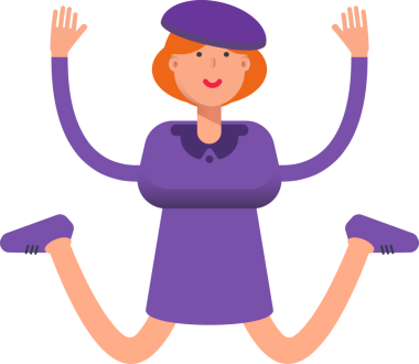 Violet Elbiseli Kız Atlama Çizimi