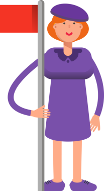 Violet Elbiseli Kız Bayrak Direği Tutan Karakter