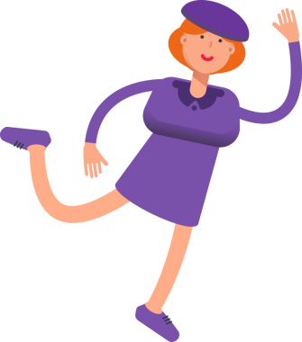Violet Elbiseli Kız Zıplayıp Uçuyor
