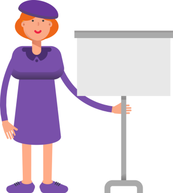 Violet Elbiseli Kız Sunar Whiteboard