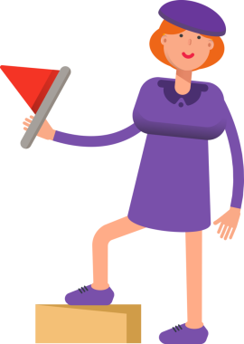 Violet Elbiseli Kız Tutma Bayrağı