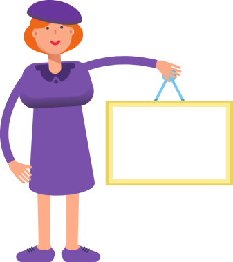 Violet Elbiseli Kız Boş İmza Tutuyor