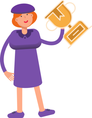 Violet Elbise Karakterindeki Kız Ödül Resmini Tutuyor