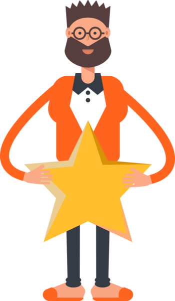 Turuncu Takım Elbiseli Sakallı Adam Tutucu Yıldız