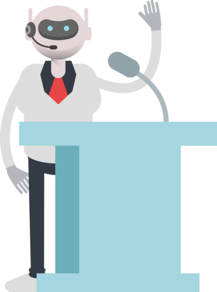 Operatör Robot Karakteri Kürsüde Konuşuyor