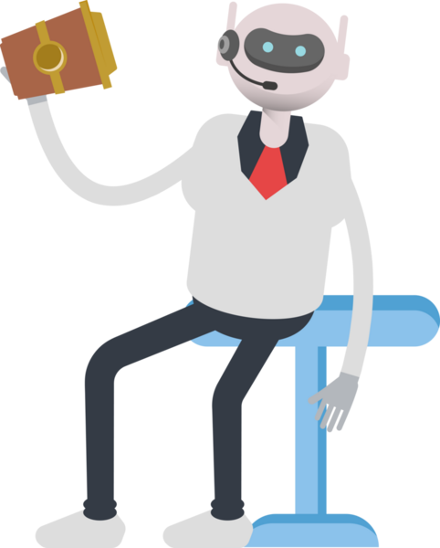 Operatör Robot Karakteri Kahve İçiyor