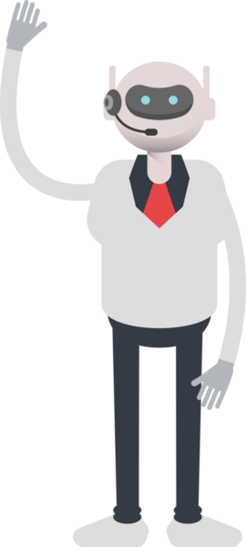 Operatör Robot Karakteri Tek Elini Kaldırıyor