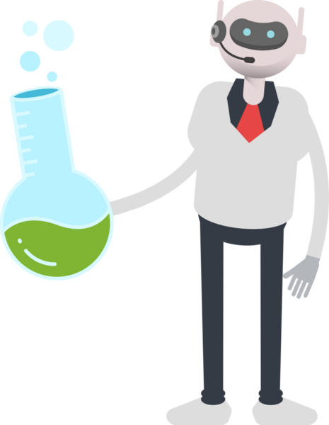 Operatör Robot Karakter Tutucu Laboratuar Şişesi