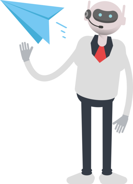 Operatör Robot Karakteri Kağıt Uçak Tutma