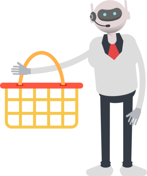 Operatör Robot Karakteri Alışveriş Sepeti