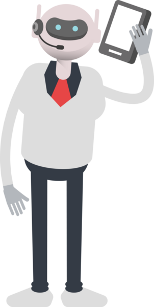 Operatör Robot Karakteri Akıllı Telefonla Konuşuyor