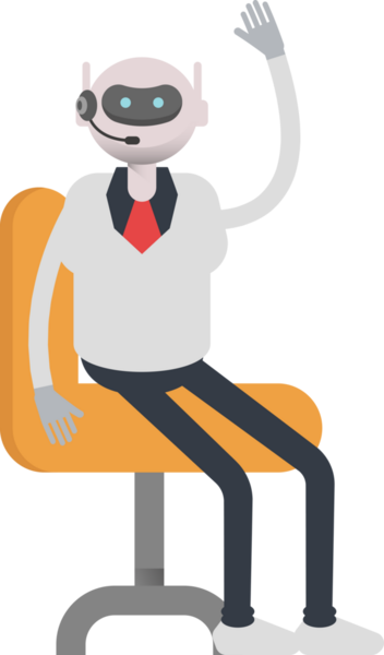 Operatör Robot Karakteri Sandalyede Oturuyor