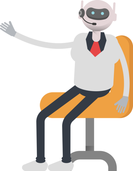 Ofis Sandalyesinde oturan Operatör Robot Karakteri