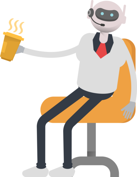 Operatör Robot Karakteri Kahve İçiyor