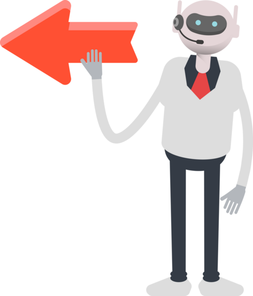 Operatör Robot Karakteri ve Ok İmzası