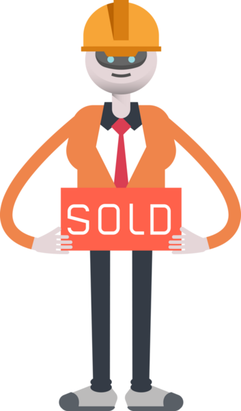 İnsanımsı Robot Mühendis Karakteri Satılmış Bayrağı Gösteriyor