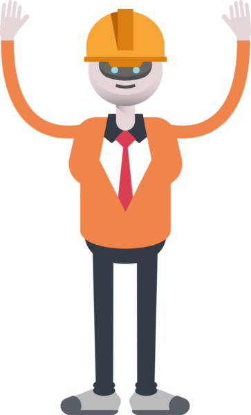 İnsanımsı Robot Mühendis Karakteri Ellerinizi Kaldırın